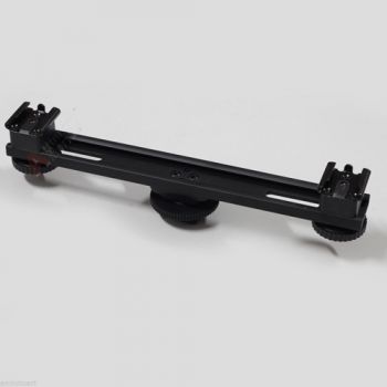 Coldshoe Bar Dual Mount Bracket fr DV SLR Camera LED Light Mic Hot Shoe Hotshoe